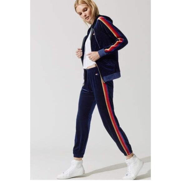 Aviator Nation Pants - Aviator Nation Navy Blue Velvet Joggers